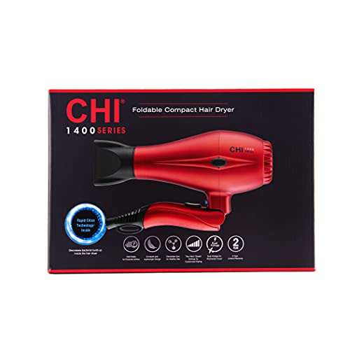 CHI 1400 Serisi Katlanabilir Kompakt Saç Kurutma Makinesi, Kırmızı, 16 Oz